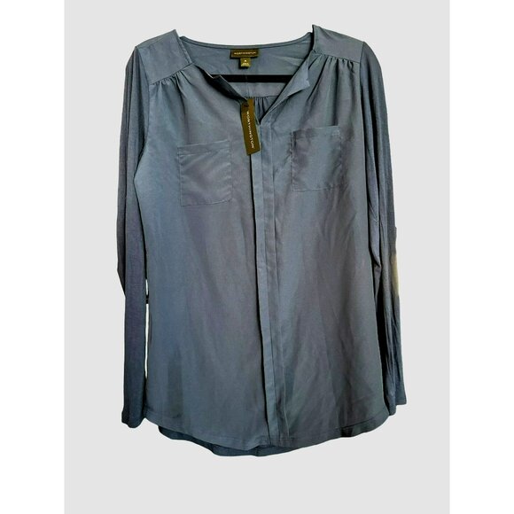 Worthington Tops - Worthington Navy Blue Blouse Medium Long Sleeve Popover Pullover Womens NWT